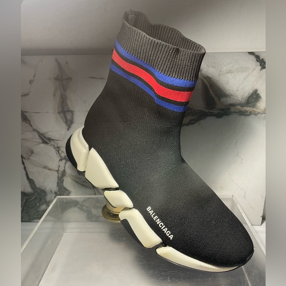 Balenciaga women’s speed 2.OLT stripe sock Snearkers sz 9 - Picture 7 of 16